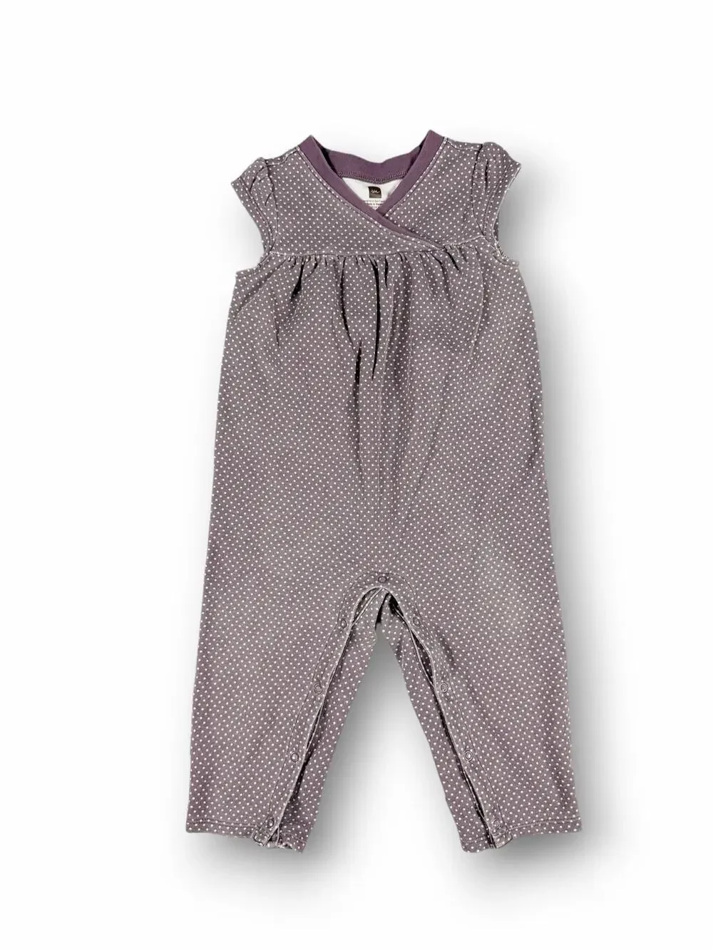 Tea Collection Polka Dot Wrap Romper Purple 12-18 Months